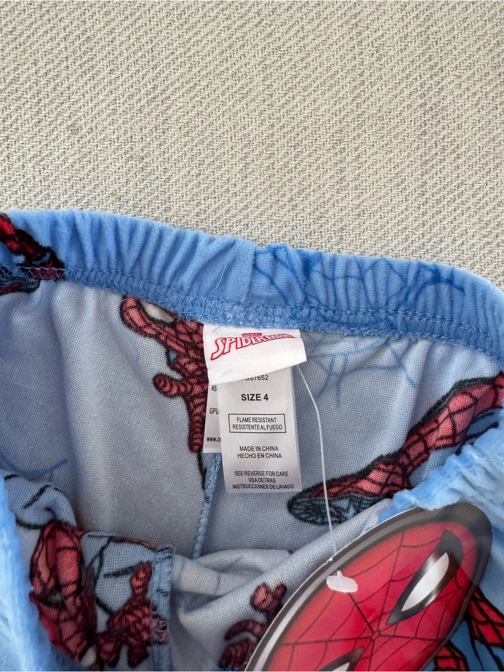 Spiderman Light Blue and Red Kids Pajama Bottoms - Picture 3 of 3